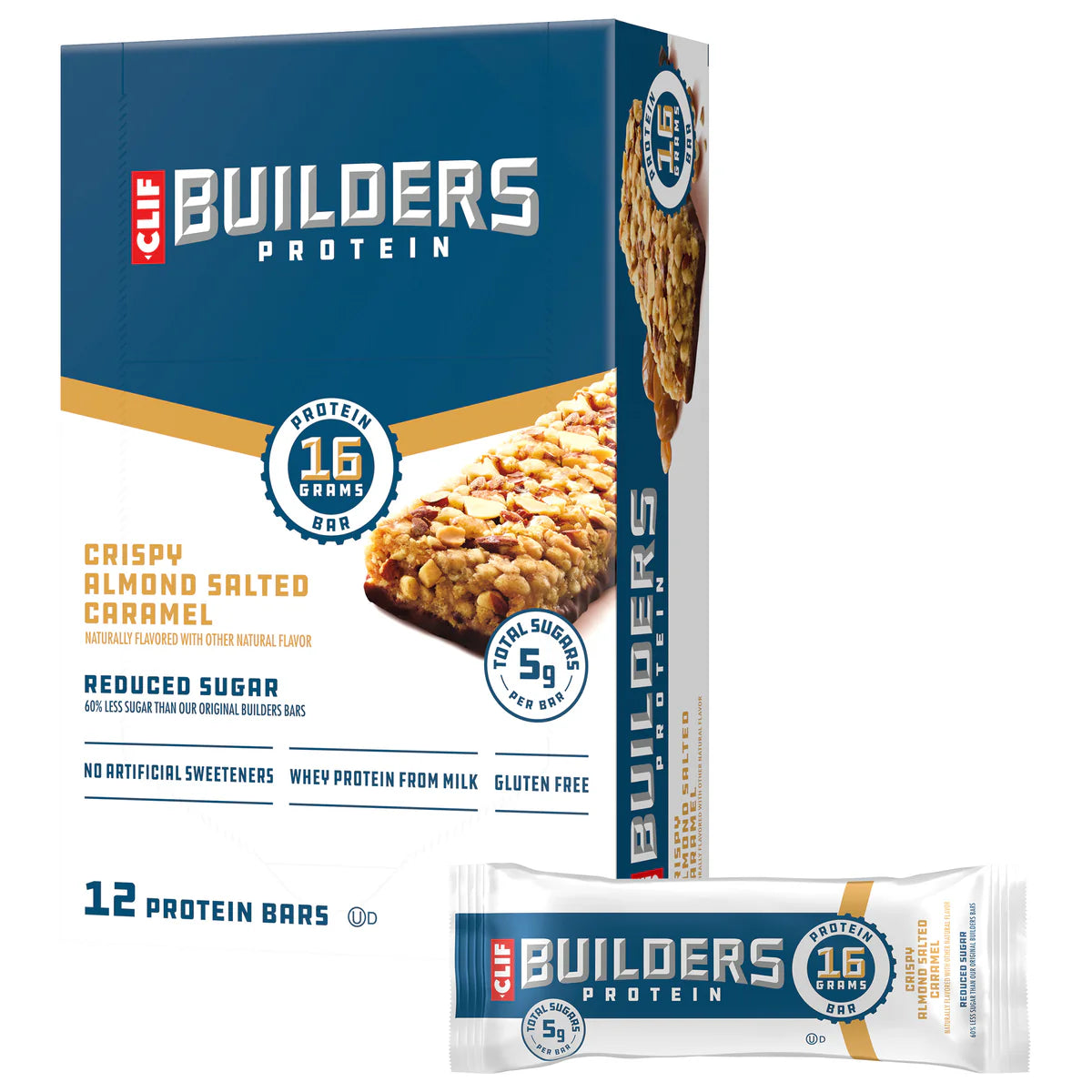 Clif Builders Bar Low Sugar Almond Salted Caramel - 12/box