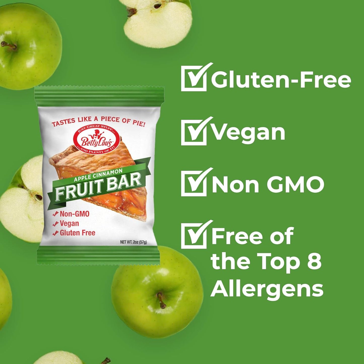 Betty Lou's Apple Cinnamon Fruit Bar - 12ct