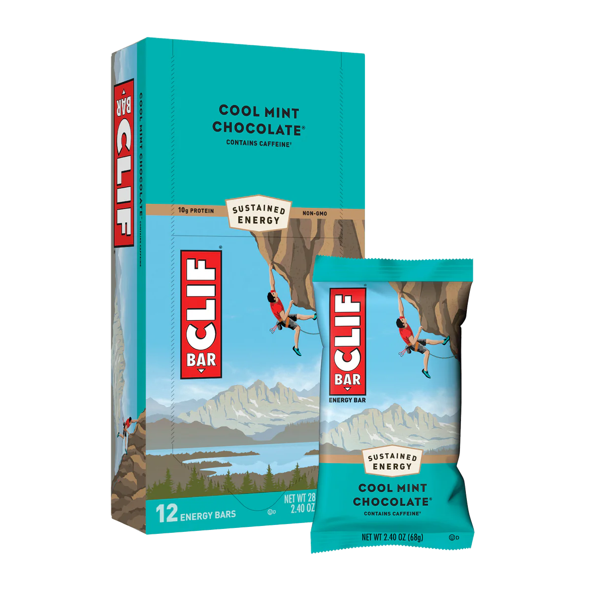 Clif Bar Cool Mint Chocolate w/ Caffeine - 12/box