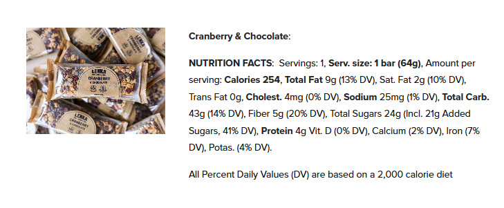 Lenka Bar Cranberry & Chocolate 12ct