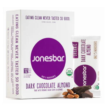 Jones Bar Organic Dark Chocolate Almond - 12ct