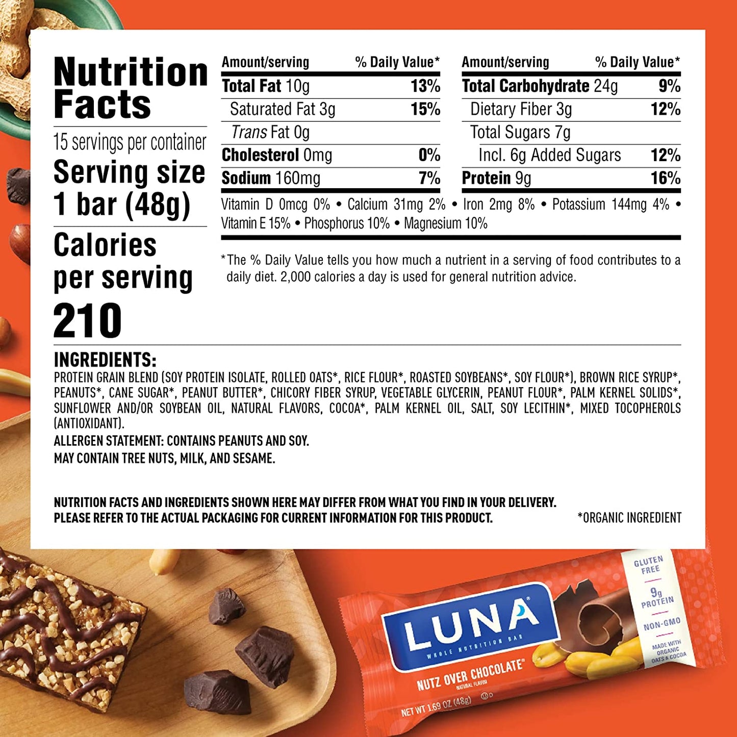 Luna Bar Nutz Over Chocolate - 15/case