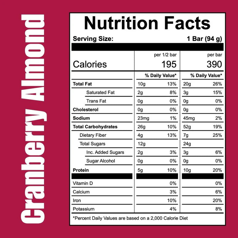Off The Farm Cranberry Almond Energy Bar 12ct