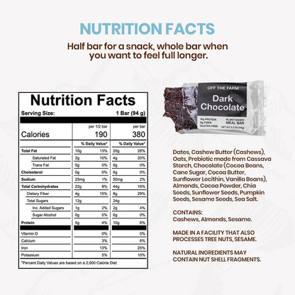 Off The Farm Dark Chocolate Meal Bar 12ct