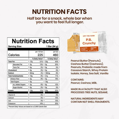 Off The Farm Peanut Butter Crunchy Protein Bar 12ct