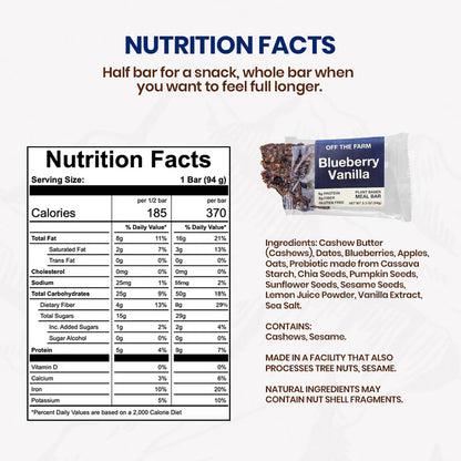 Off The Farm Blueberry Vanilla Meal Bar 12ct