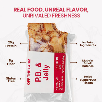 Off The Farm Peanut Butter & Jelly Protein Bar 12ct