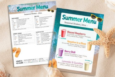 Summer Menu Counter Card and Recipe Cheat Sheet (Non-Laminated)