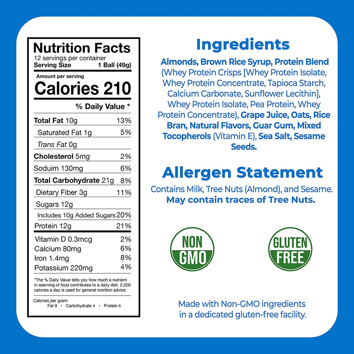 Almond Butter High Protein Balls 12ct PFC Orders