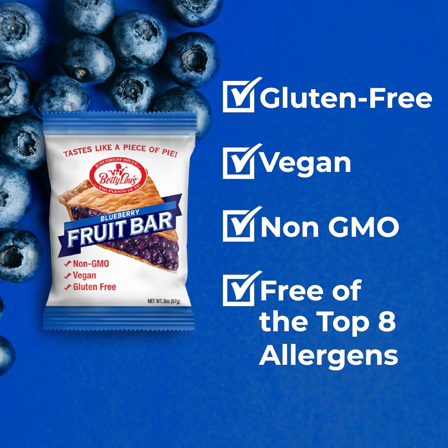 Betty Lou's Blueberry Fruit Bar - 12ct