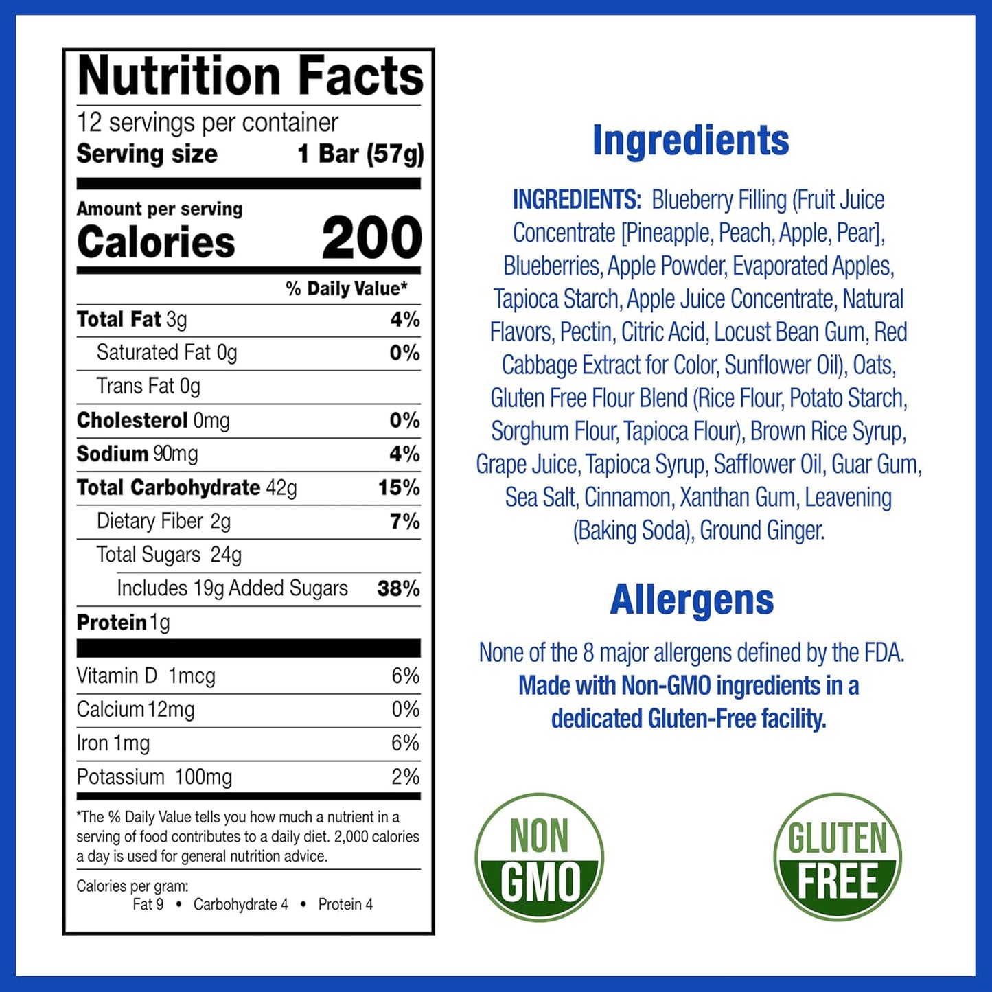 Betty Lou's Blueberry Fruit Bar - 12ct