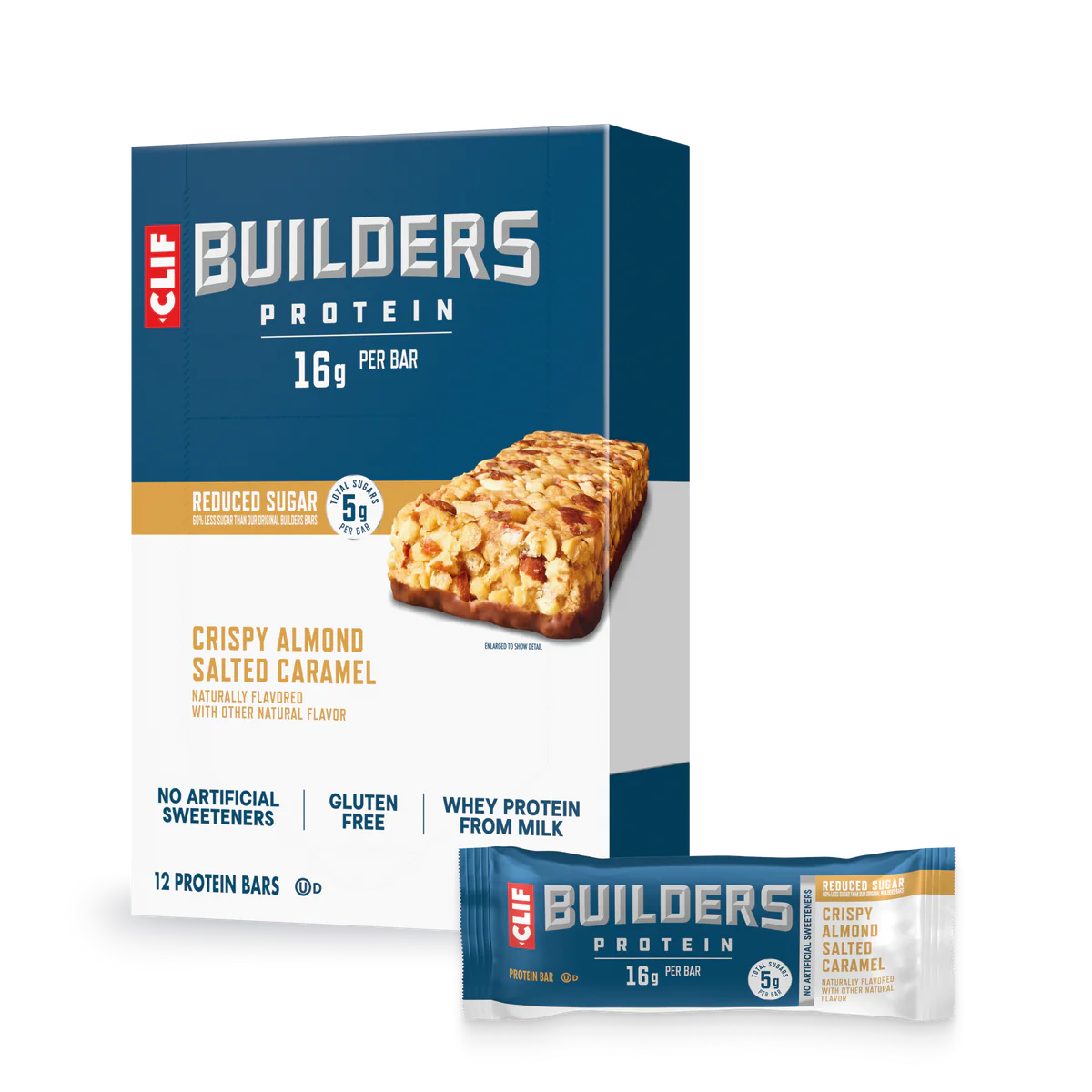 Clif Builders Bar Low Sugar Almond Salted Caramel - 12/box
