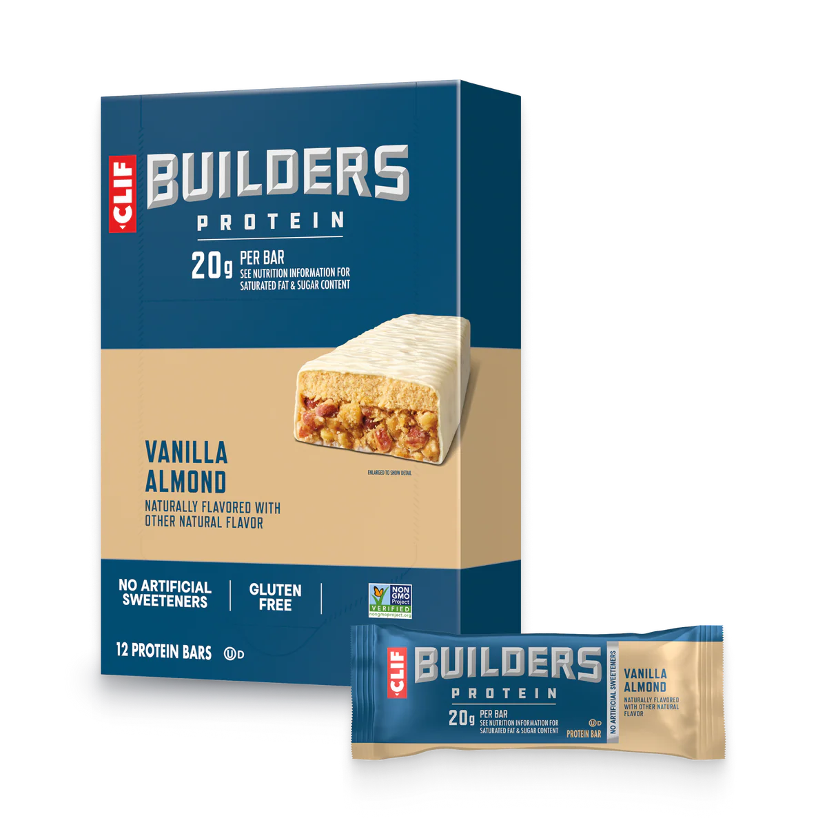 Clif Builders Bar Vanilla Almond - 12/box