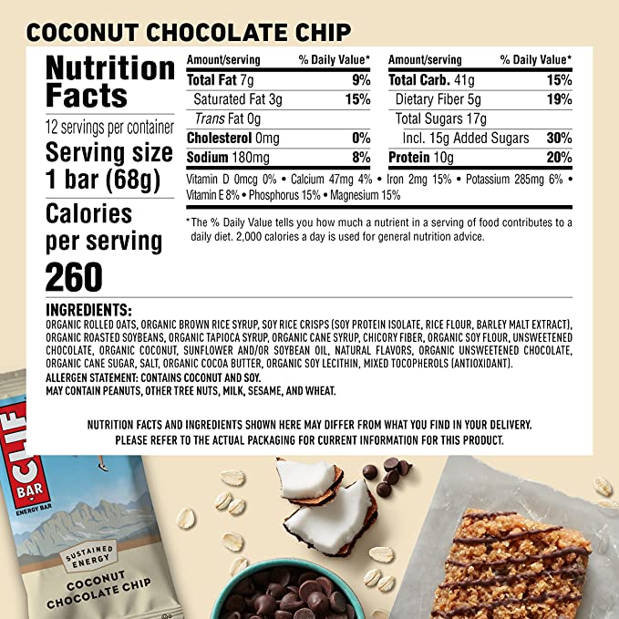 Clif Bar Coconut Chocolate Chip - 12/box