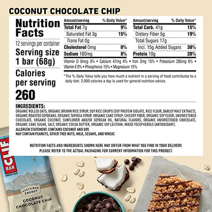 Clif Bar Coconut Chocolate Chip - 12/box