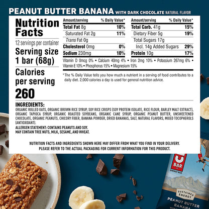 Clif Bar Peanut Butter Banana Dark Chocolate - 12/box