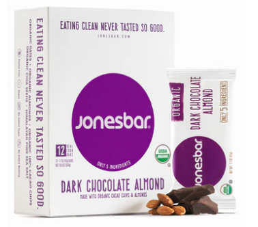 Jones Bar Organic Dark Chocolate Almond - 12ct