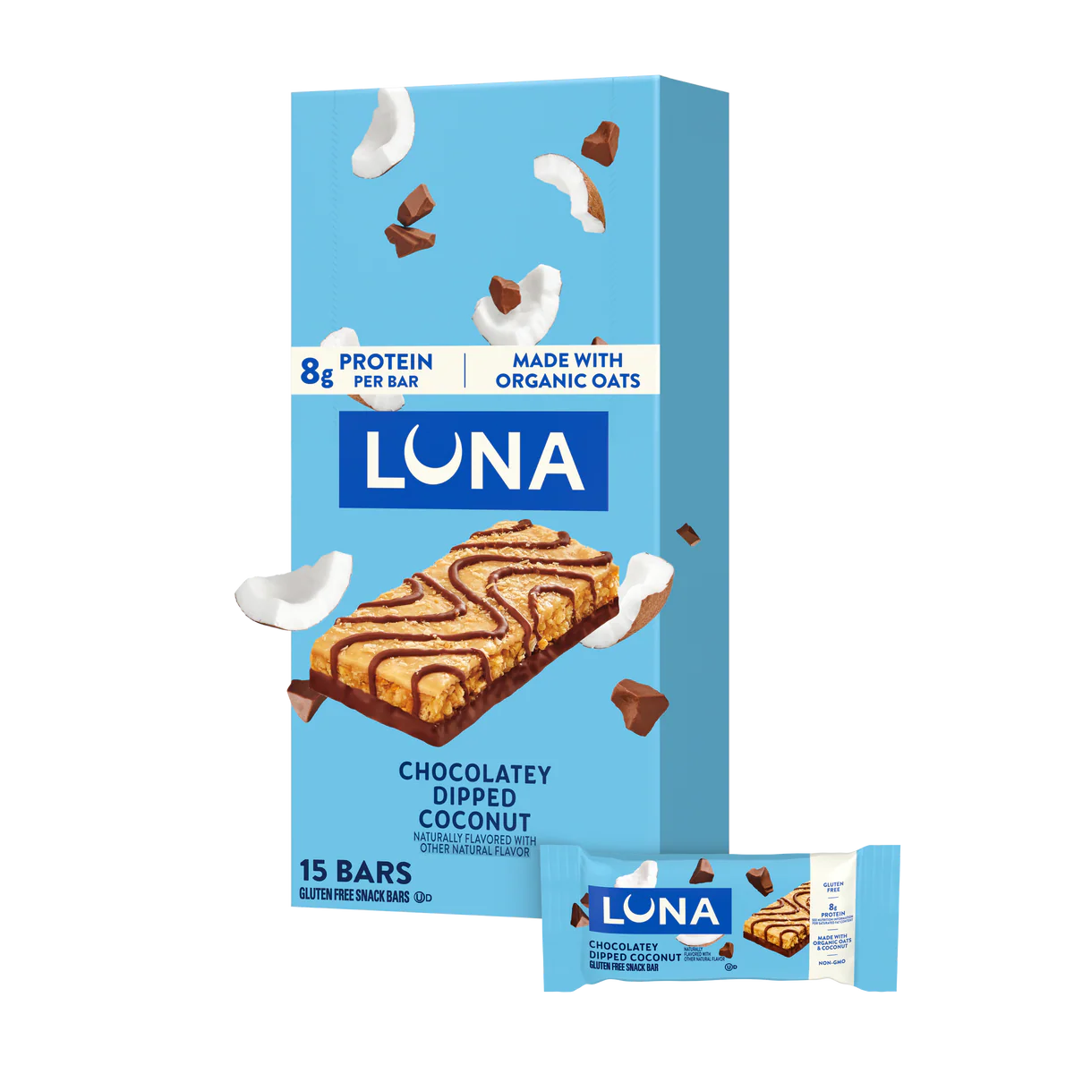 Luna Bar Chocolate Dipped Coconut - 15ct