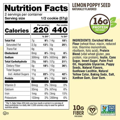 Lenny & Larry's Lemon Poppy Seed Cookie - 12ct