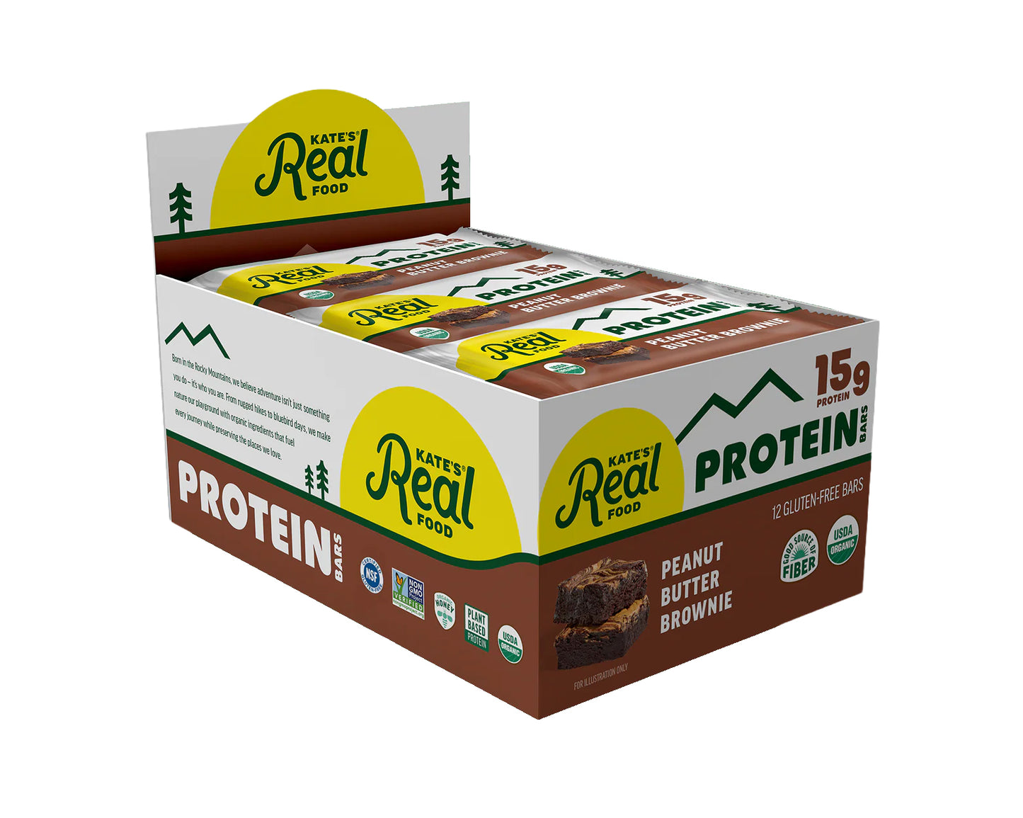Kate's Organic Protein Bar Peanut Butter Brownie 12ct