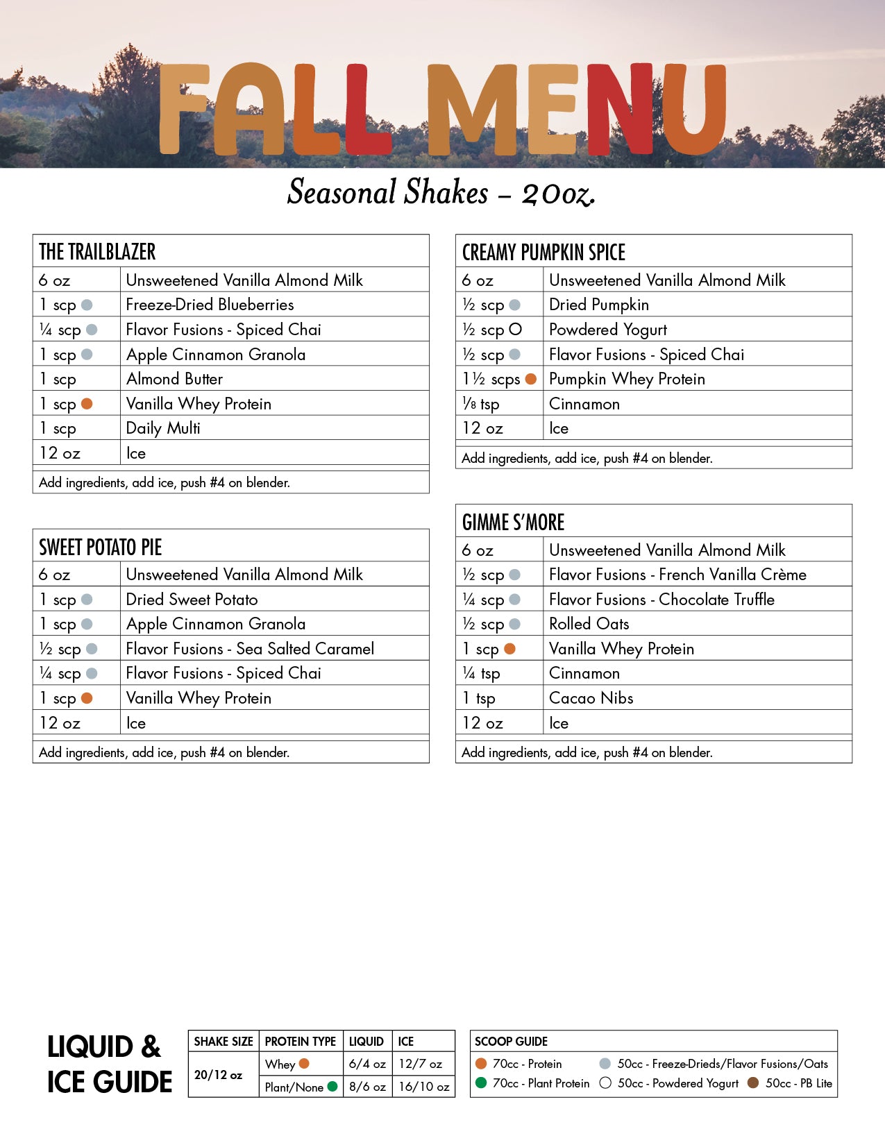 Fall Menu Counter Card and Recipe Cheat Sheet (Non-Laminated)