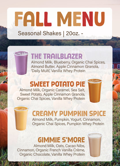 Fall Menu Counter Card and Recipe Cheat Sheet (Non-Laminated)