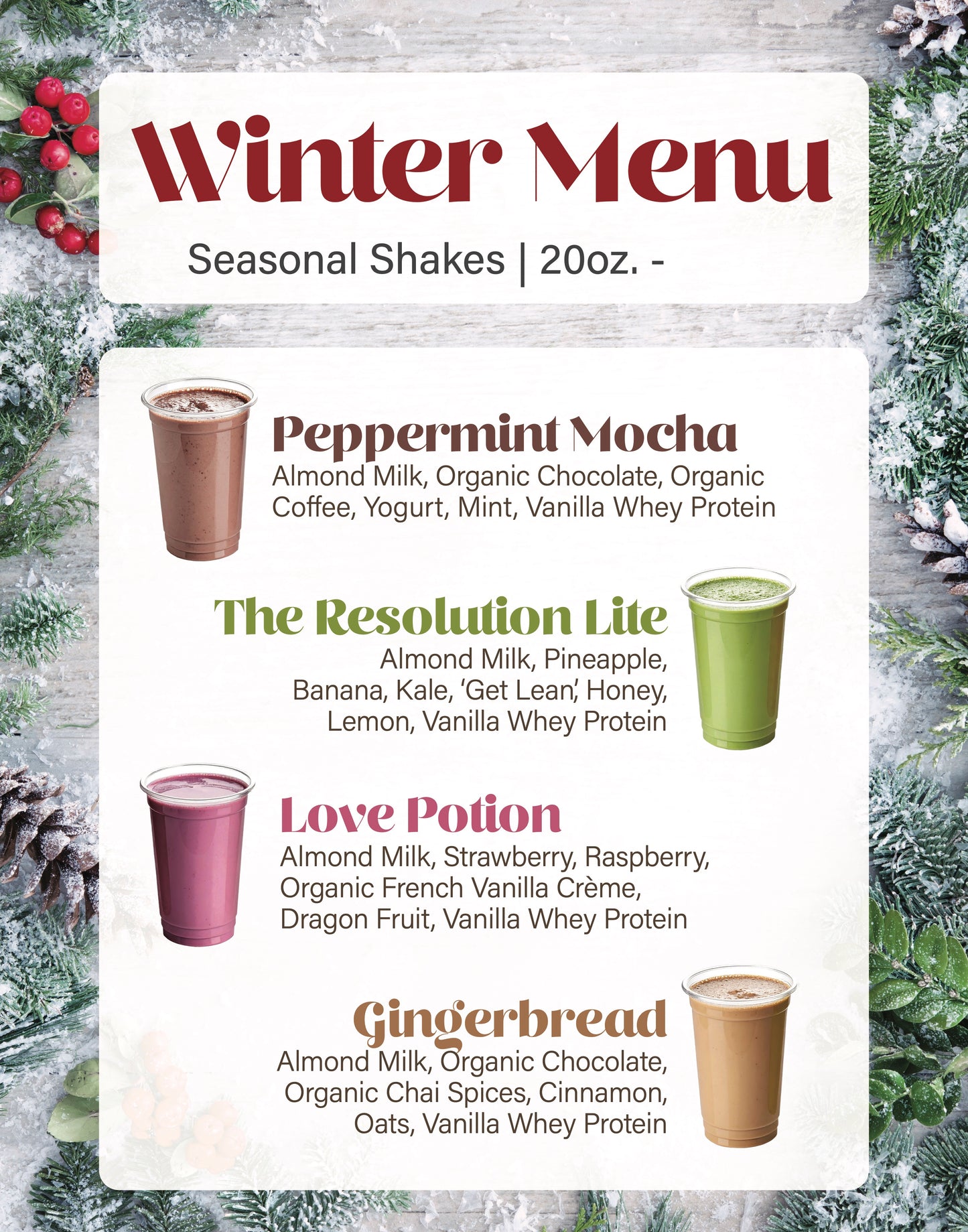 Winter Menu 22” x 28” Poster