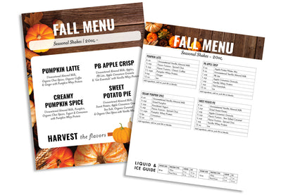 Fall Menu Counter Card and Recipe Cheat Sheet (Non-Laminated)