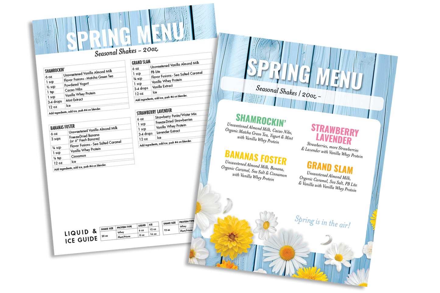 Spring Menu Counter Card and Recipe Cheat Sheet (Non-Laminated)