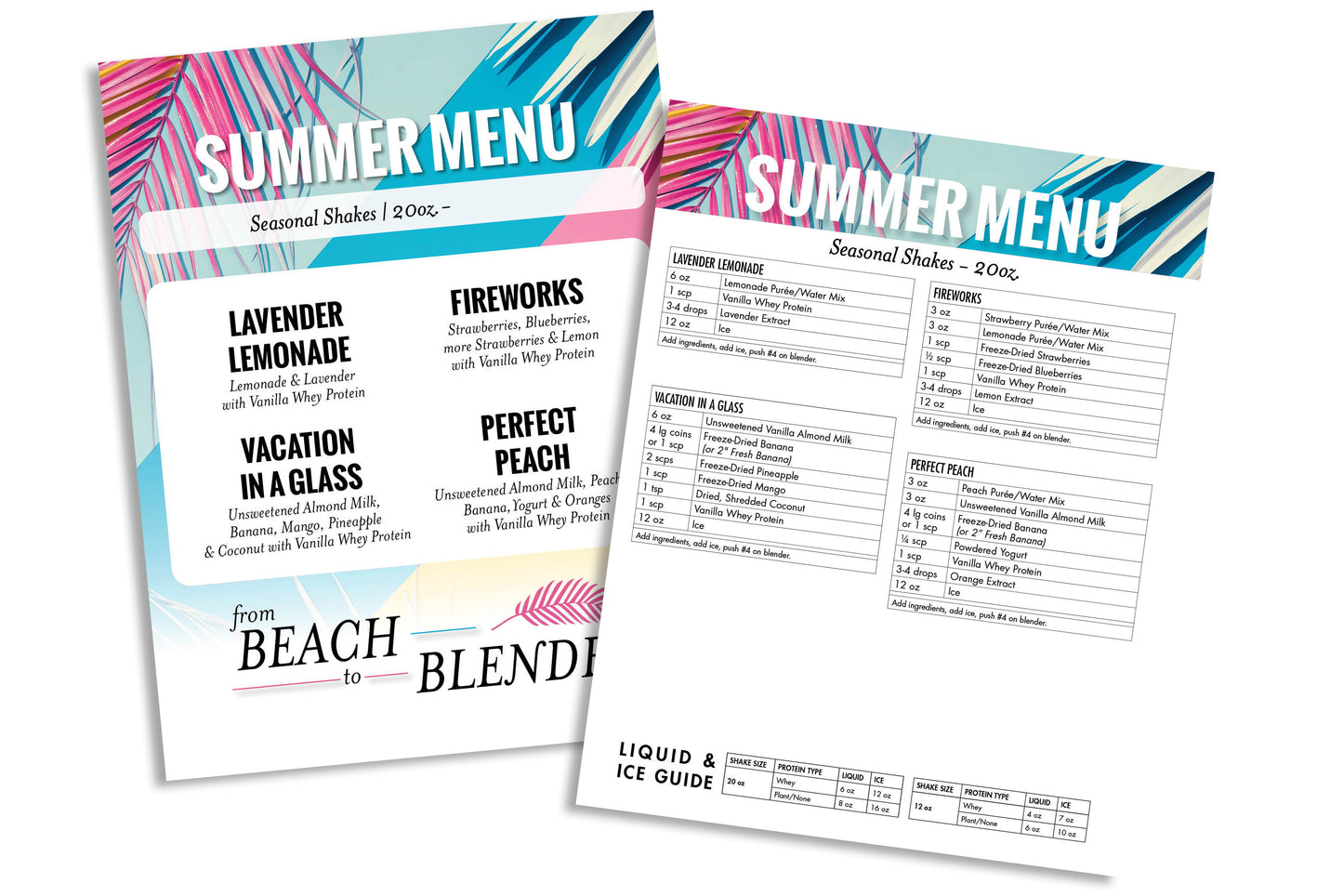 Summer Menu Counter Card and Recipe Cheat Sheet (Non-Laminated)