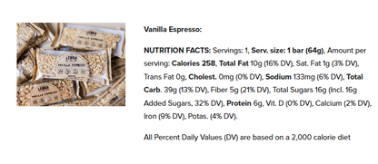 Lenka Bar Vanilla Espresso 12ct