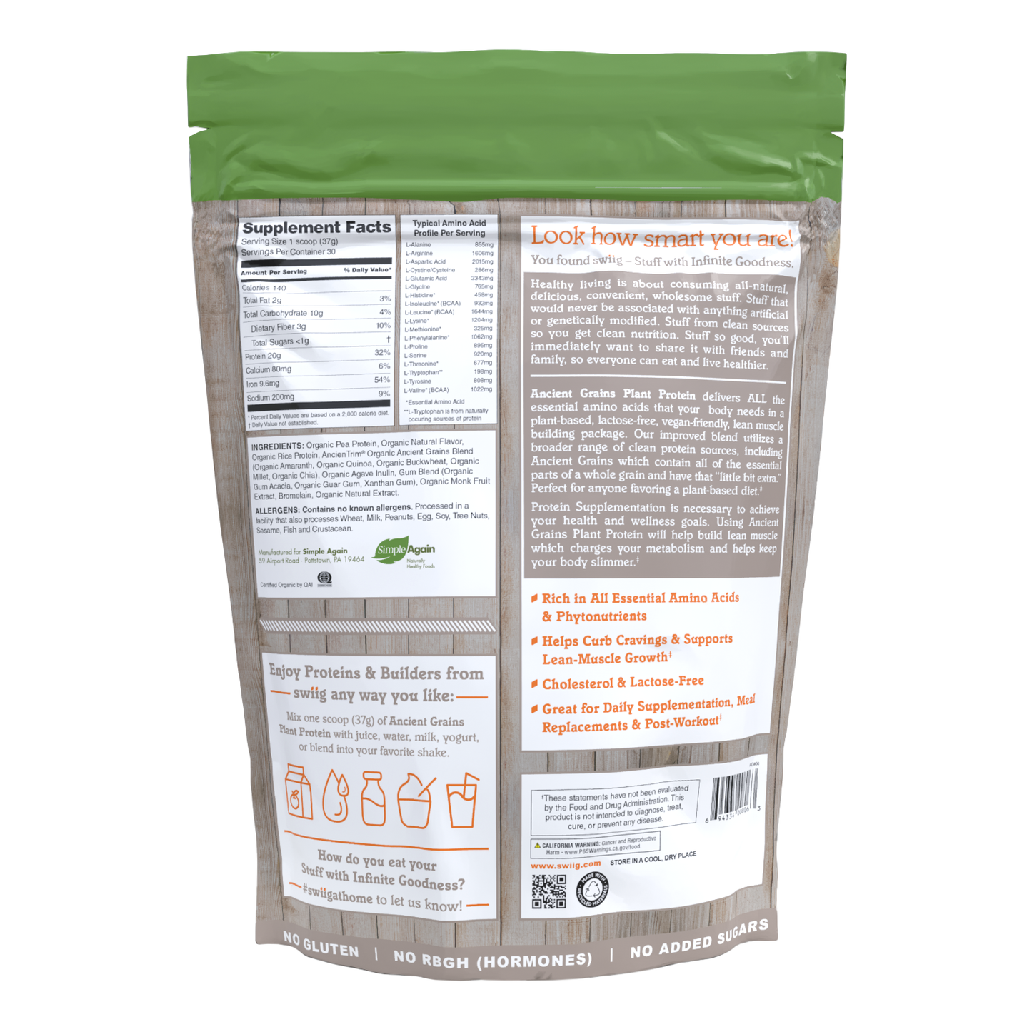 swiig Madagascar Vanilla Ancient Grains Plant Protein