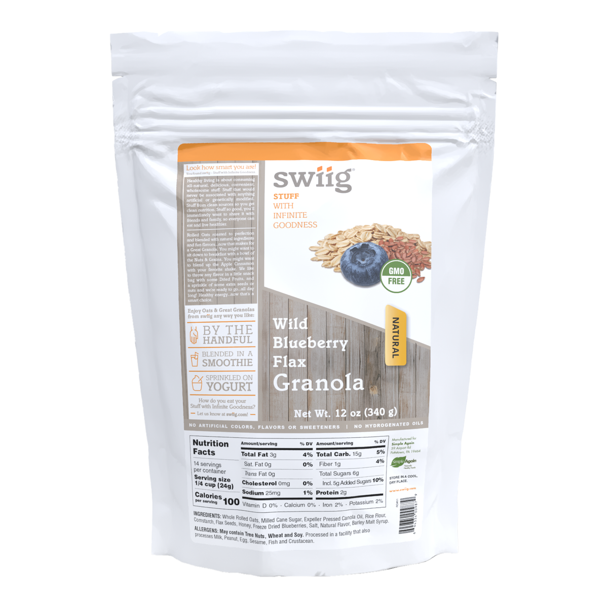 swiig Wild Blueberry Flax Granola 12oz