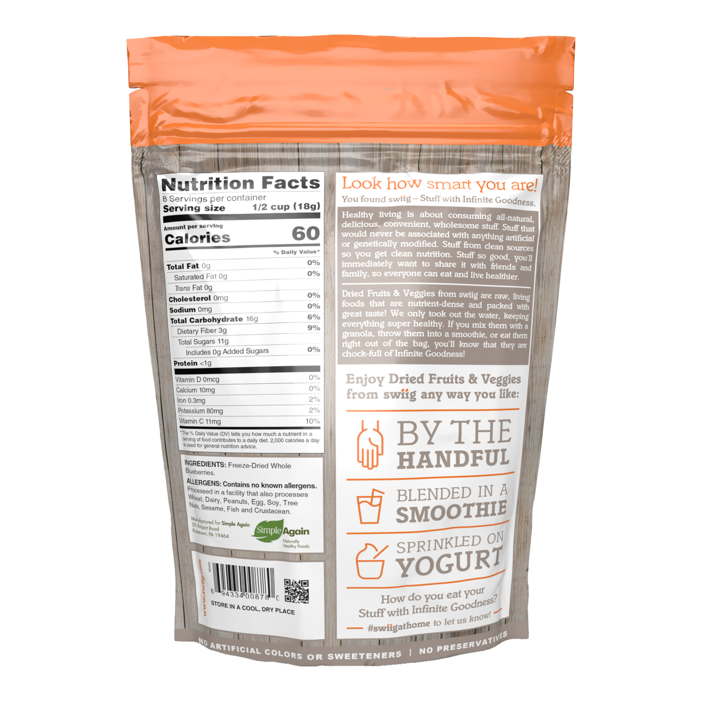 swiig Freeze Dried Blueberries - 5oz bag