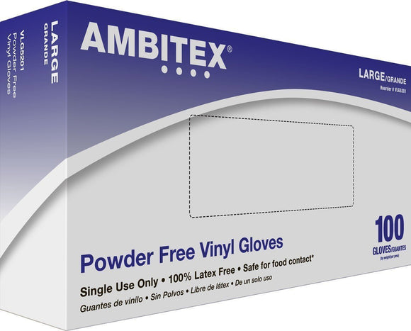 Vinyl Gloves - No Powder - Medium 100ct