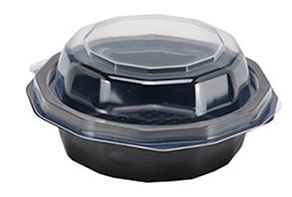 Plastic Bowl w/Attached Lid, Hold 17oz - 25ct