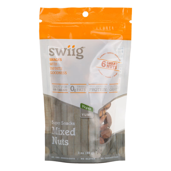 swiig Super Snacks - Mixed Nuts 3oz bags- 6/case