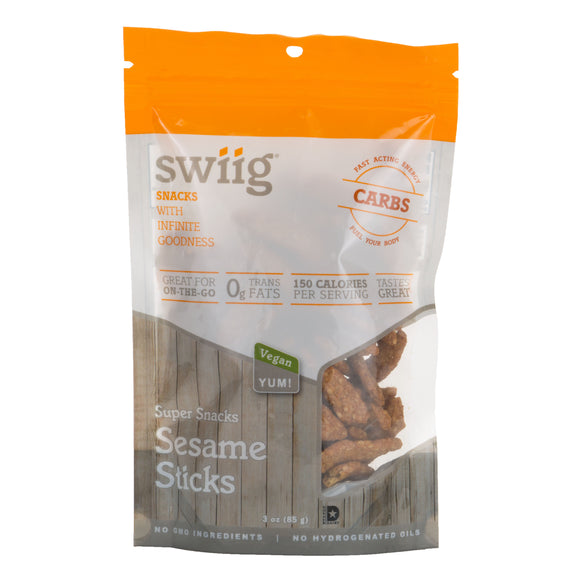 swiig Super Snacks - Sesame Sticks 3oz bags- 6/case